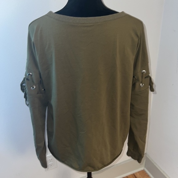 Lumiere / Urban Outfitters olive/military green detachable lace up sleeves top M - Picture 3 of 9